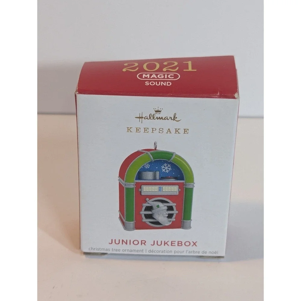 Hallmark‎ 2021 JUNIOR JUKEBOX Mini Ornament Record Player Magic Sound Gift